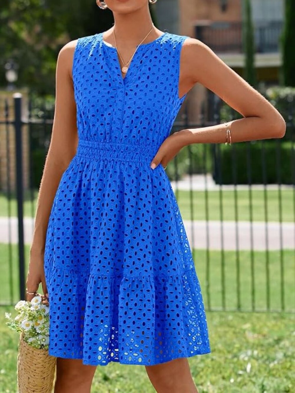 PRETTYGARDEN Women's Summer Eyelet A Line Short Dresses